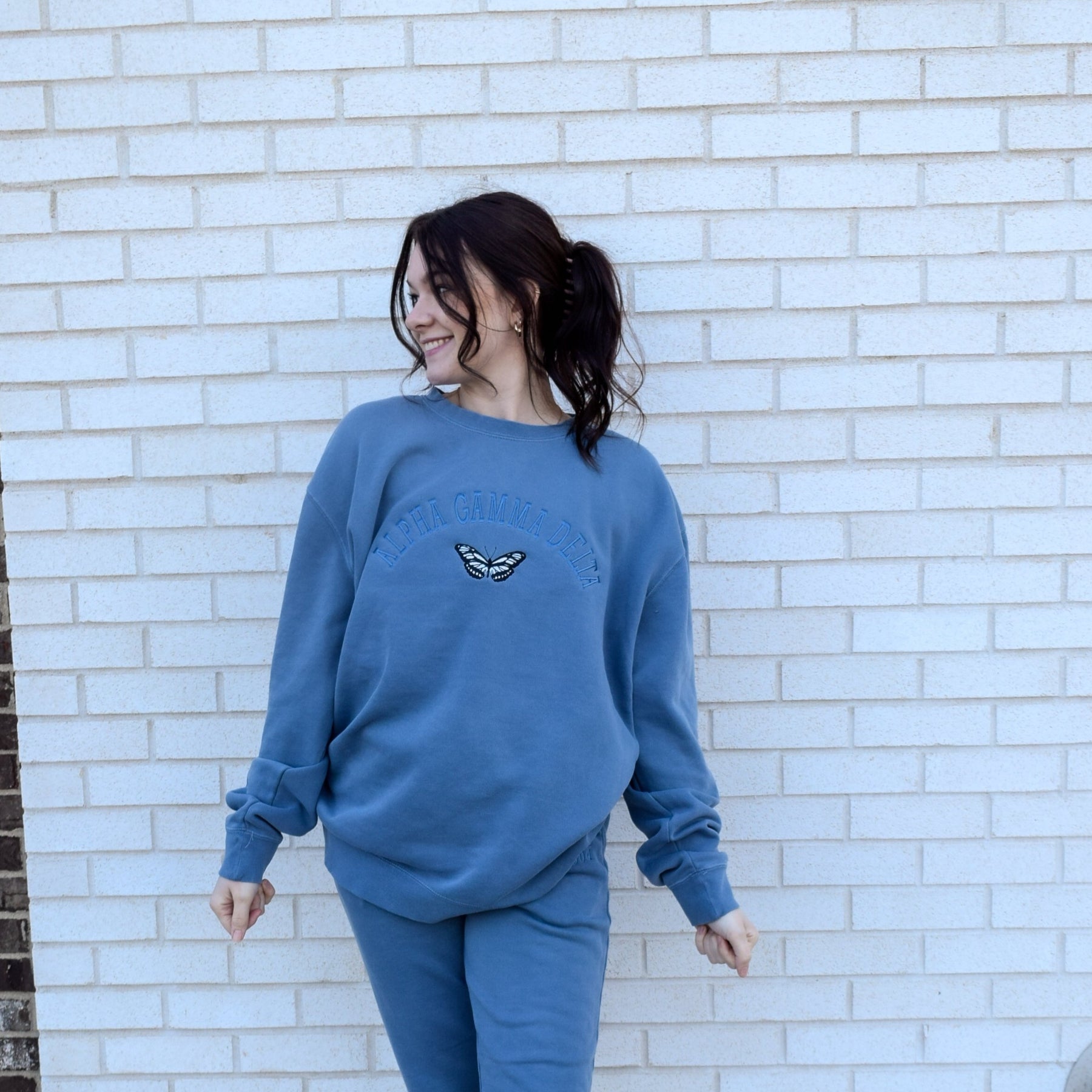 Slate Blue Pigment Dyed Butterfly Crew – The Letter Market