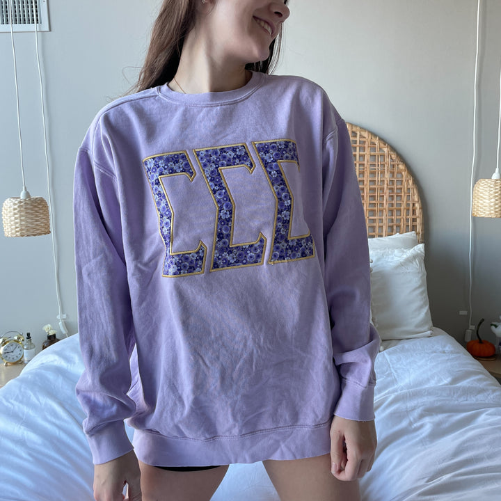 Orchid Florals Comfort Colors Applique Sorority Crew – The Letter