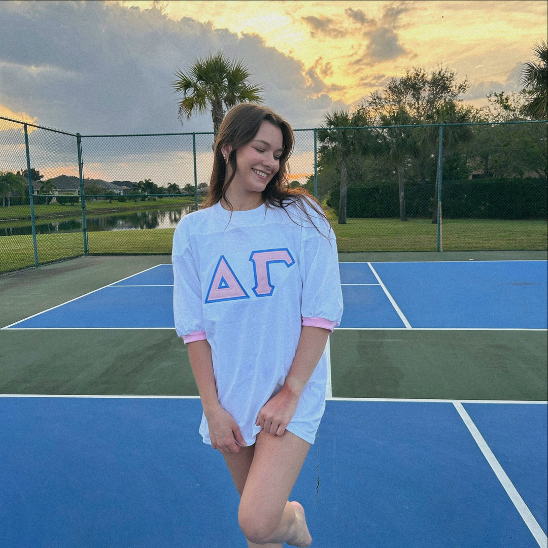 CLASSIC GREEK LETTER EMBROIDERED SORORITY JERSEY